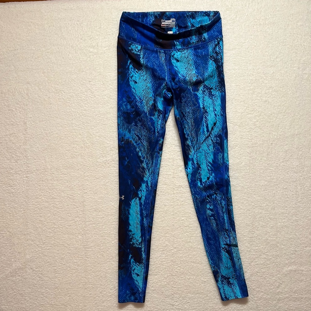 UNDER ARMOUR Women's Heat Gear Compression Leggings Blue Size Small